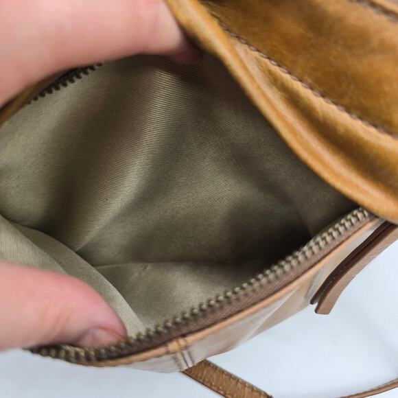 Vintage Lucky Brand Women's Leather Double Zipper Crossbody Bag Handbag Brown - Picture 5 of 15